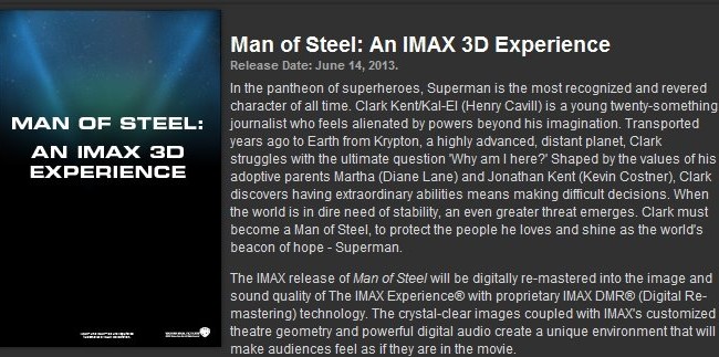 Man Of Steel To Be Presented In IMAX 3D!