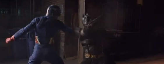 Captain America Battles The Dark Knight